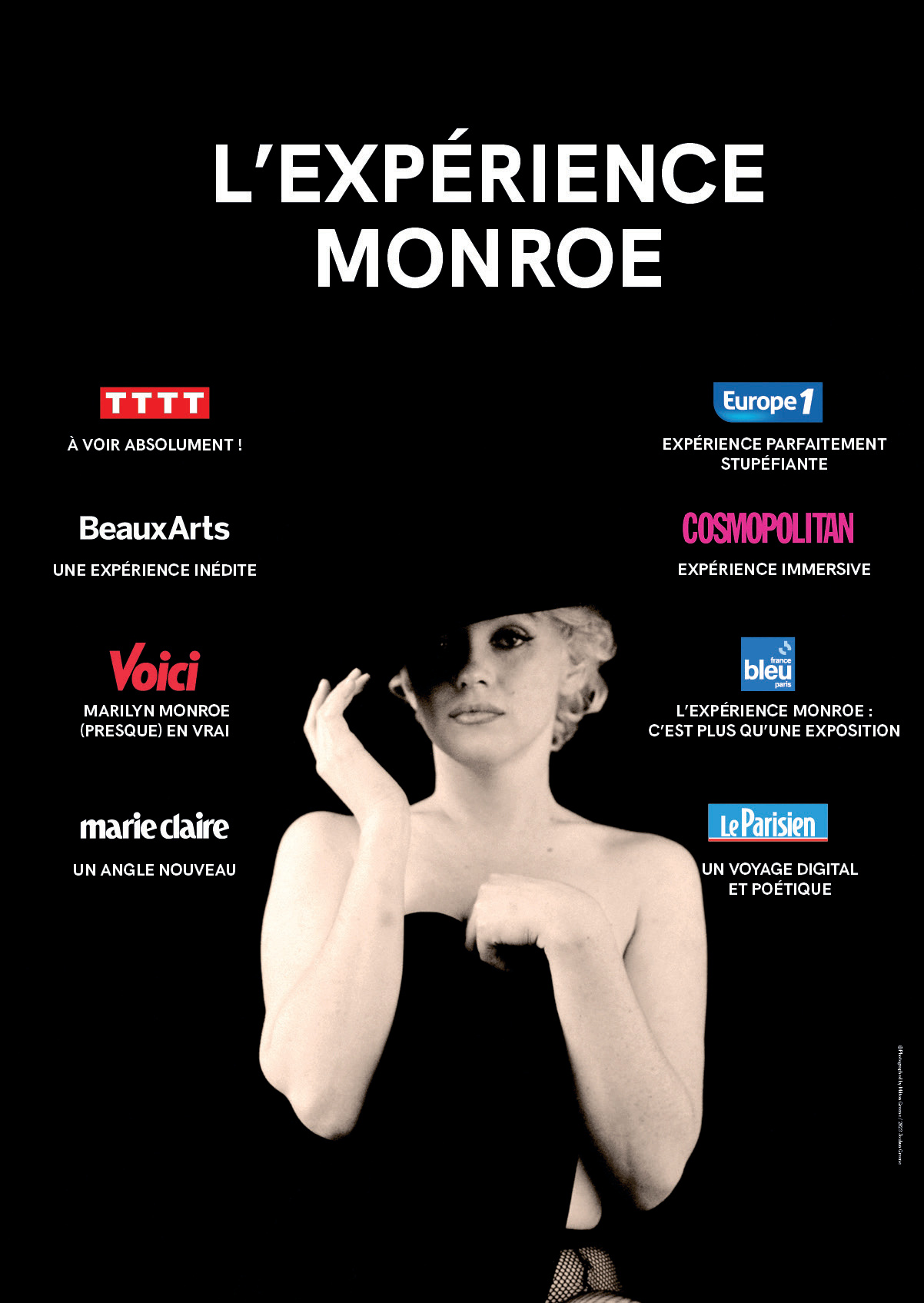 Affiche L'Expérience Monroe avec citations presse de 8 médias