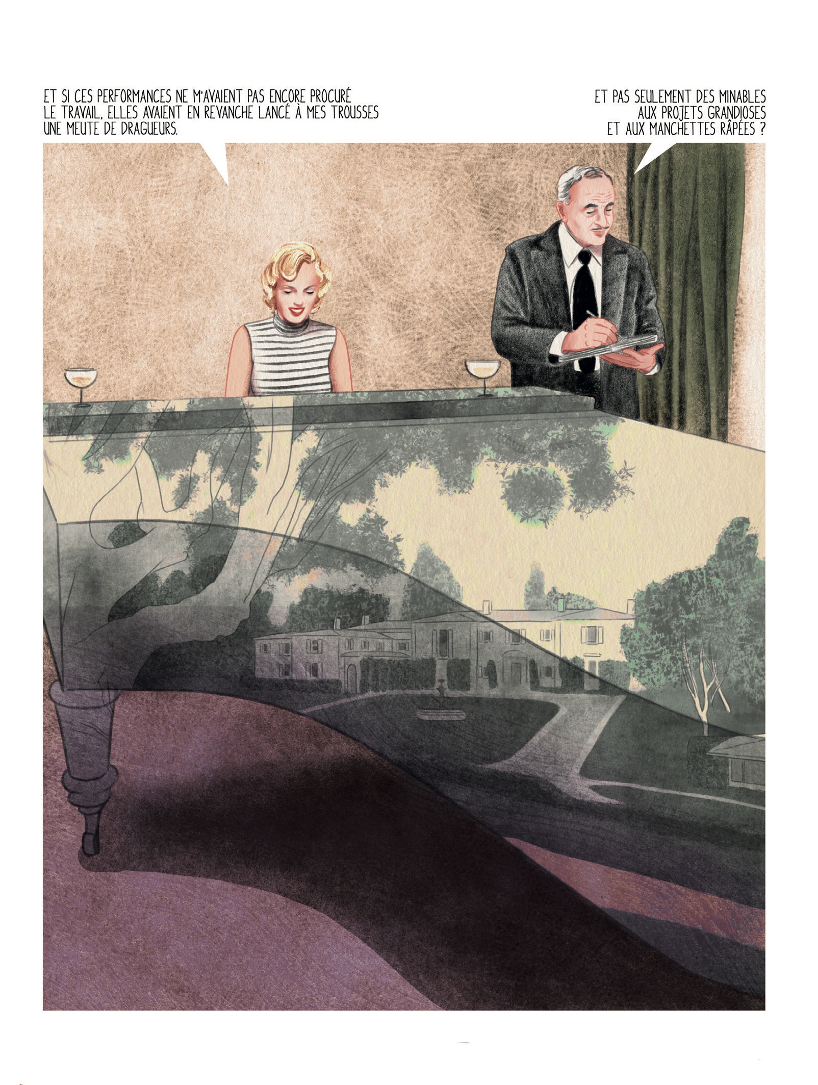 Planche BD, Marilyn a Hollywood, piscine et rencontres