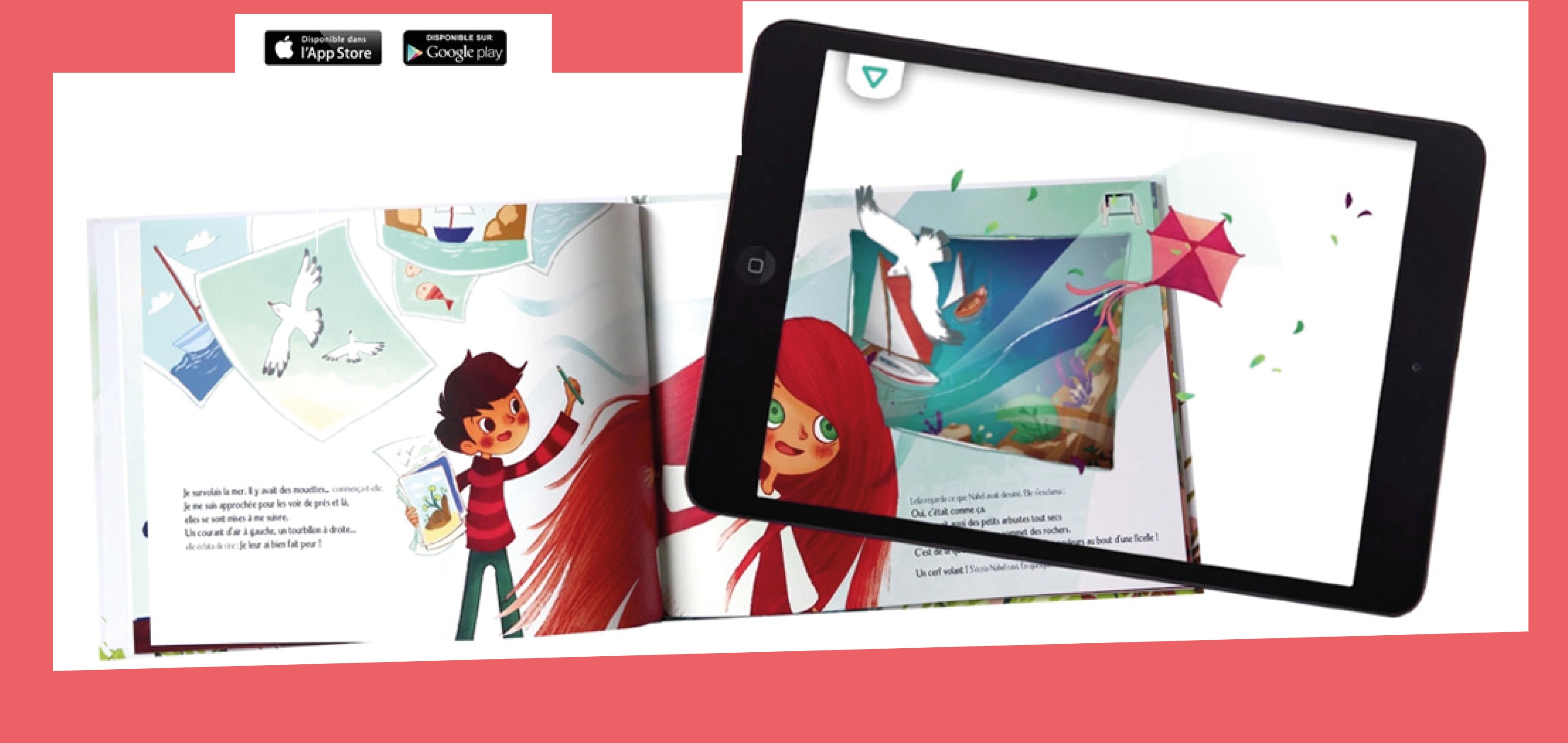 Livre Dessine-moi le vent ouvert avec tablette iPad en RA