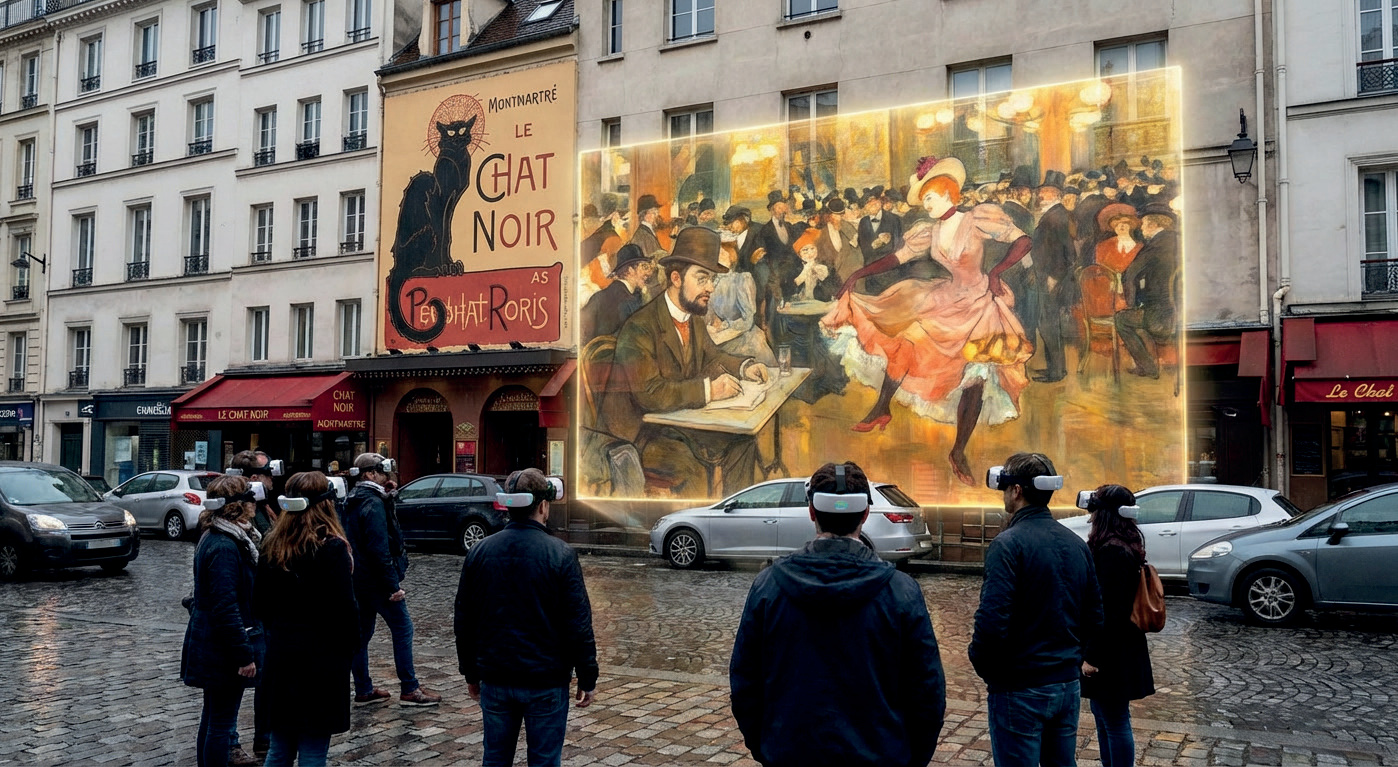Fresque Toulouse-Lautrec projetée en RM sur un café