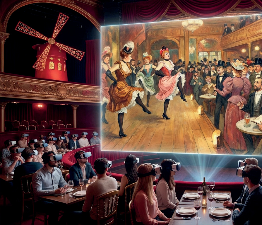 Personnage en costume d'époque, hologramme à Montmartre