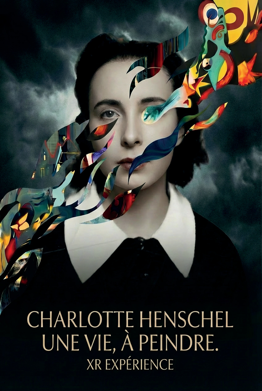 Affiche Charlotte Henschel, visage fragmenté en éclats colorés